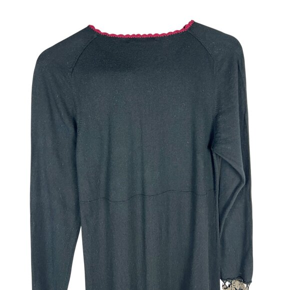 Gundrun Sjoden Crochet Cotton / Wool Sweater Embroidered Dress in Black Size L - Picture 9 of 11